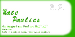 mate pavlics business card